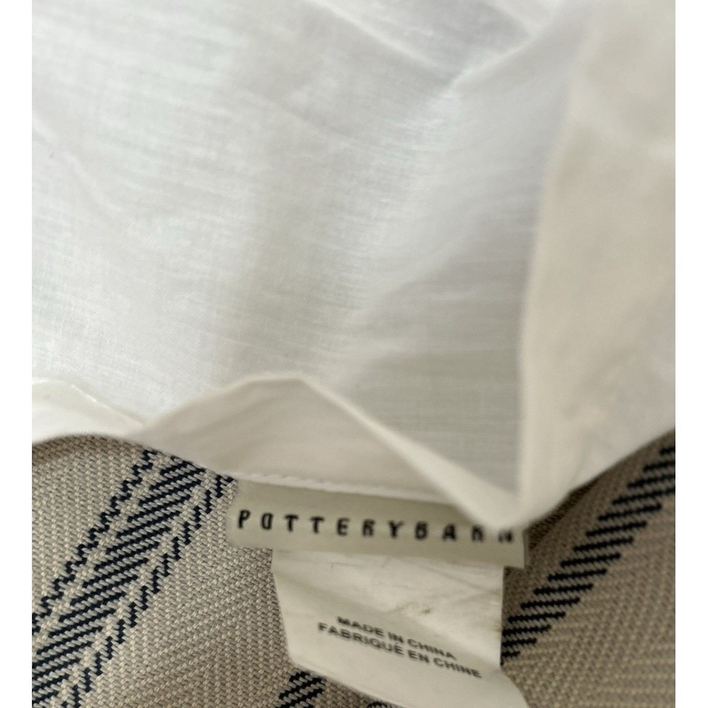 Pottery Barn Navy Blue Tan Stripe Cotton Twin Bedskirt Set 16" Drop Timeless - Picture 3 of 7